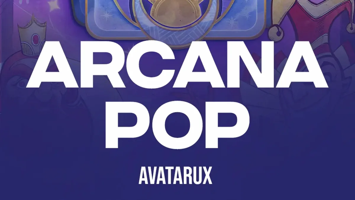 Arcana Pop slot machine interface featuring tarot symbols and celestial themes