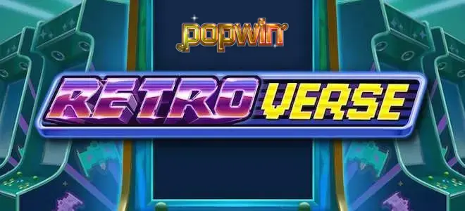 Tampilan visual slot RetroVerse dengan elemen neon dan desain arcade futuristik